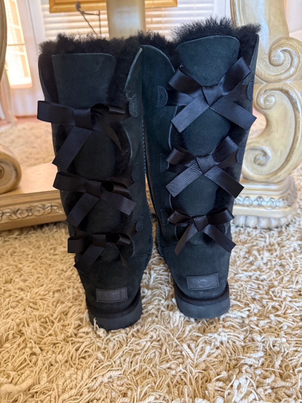 Ugg Women's Bailey Bow Tall Boots Black Size 8 Bow Detail